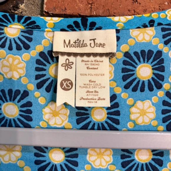 Matilda Jane womens Kaleidoscope 3/4 sleeve mixed print blouse teal XS - Picture 3 of 3